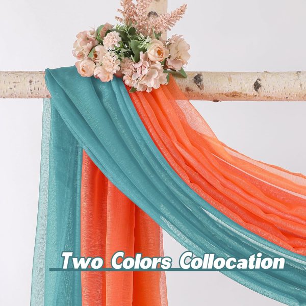 DONREN Teal Window Scarf for Outdoor Decoration - Add Luxury Beautiful - Image 3