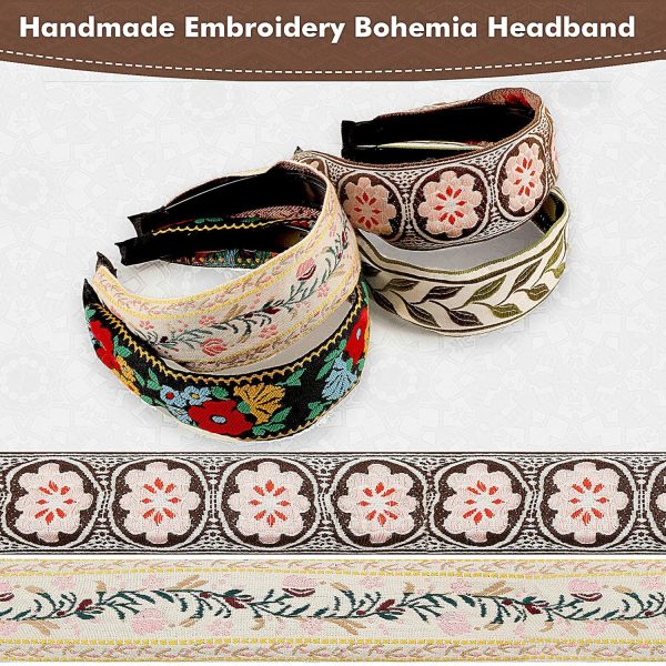 EBOOT 4 Pieces Boho Headband for Women Embroidery Wide Hair Band Bohemia - Image 3