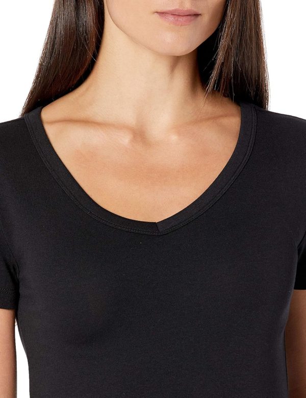 Amazon Essentials Women's Slim-Fit Short-Sleeve V-Neck T-Shirt, Pack of 2 - Image 5