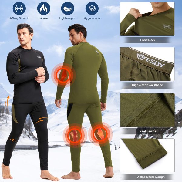 romision 2 Pack Thermal Underwear for Men Long Johns Fleece Lined Hunting - Image 7