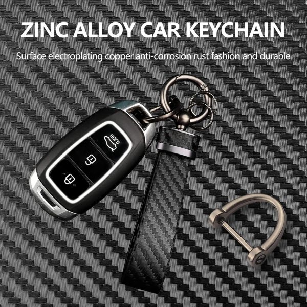 Turcee Leather Car Keychain - Carbon Fiber Interior Key Fob with Anti-Lost - Image 3