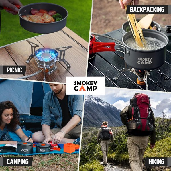 Camping Cookware Mess Kit Set with Stove - Backpacking Camping Pots and - Image 6