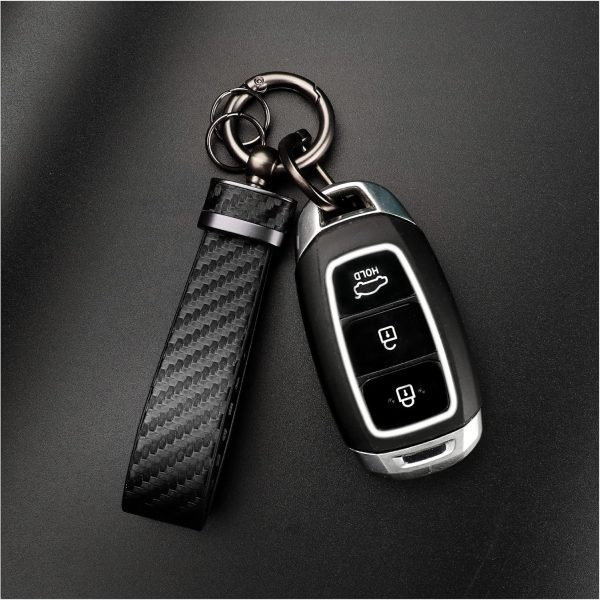 Turcee Leather Car Keychain - Carbon Fiber Interior Key Fob with Anti-Lost - Image 7