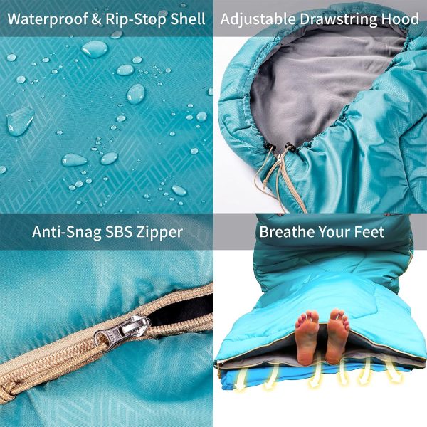 Sleeping Bags for Adults - 3 Season Warm & Cool Weather Sleeping Bag for - Image 6