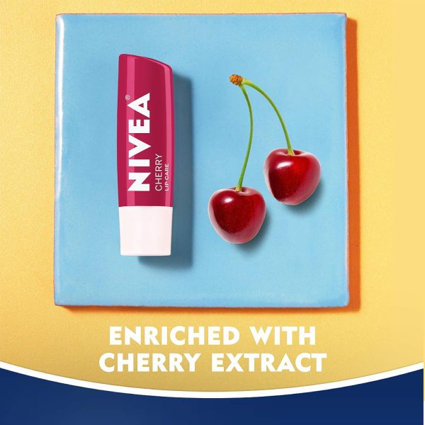 NIVEA Lip Care, Fruity Tinted Lip Balm Variety Pack, Cherry, Strawberry, - Image 3