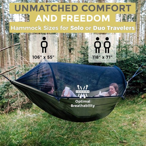 Miztli Camping Hammock -Portable Hammock w/Spacious Net & Tree Straps - Image 4