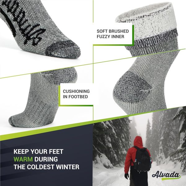 Alvada Merino Wool Hiking Socks Thermal Warm Crew Winter Boot Sock For Men - Image 5