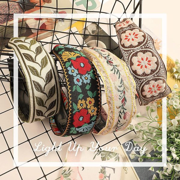 EBOOT 4 Pieces Boho Headband for Women Embroidery Wide Hair Band Bohemia - Image 5