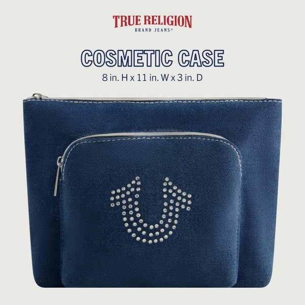 True Religion Women's Makeup Bag, Small Travel Cosmetic Organizer with - Image 2