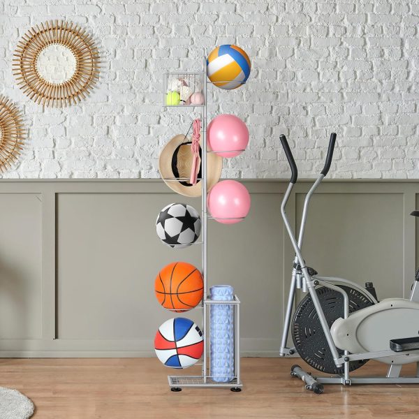 Garage Ball Storage Sports Equipment Organizer 7 Tier Basketball Rack - Image 7