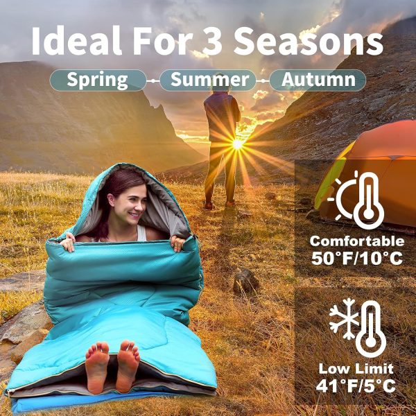 Sleeping Bags for Adults - 3 Season Warm & Cool Weather Sleeping Bag for - Image 3