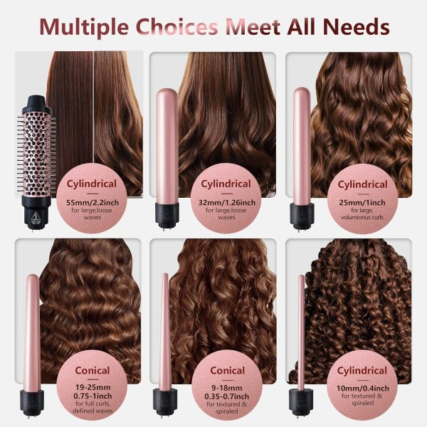Curling Iron Set, 6 in 1 Hair Curling Wand with Curling Brush and 5 - Image 2