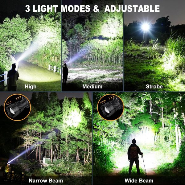 Rechargeable Headlamp, 990,000 Lumens LED Head Lamp with 3 Light Modes, USB - Image 4