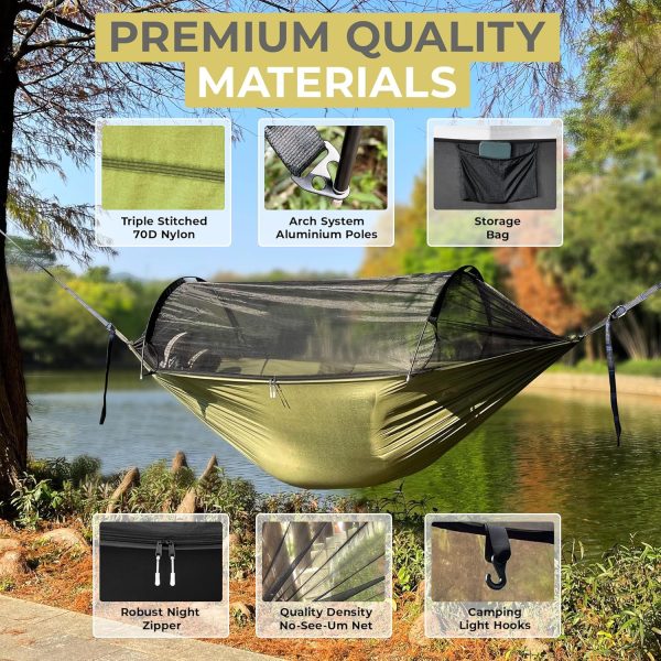 ADVOKAIR Camping Hammock with Mosquito Net Up to 500lbs, Ultralight and - Image 4