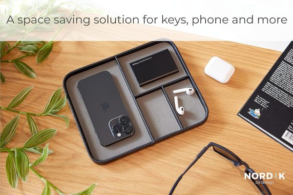 Nordik Leather Valet Tray - Pebble Black - Premium Vegan Leather Stylish - Image 2